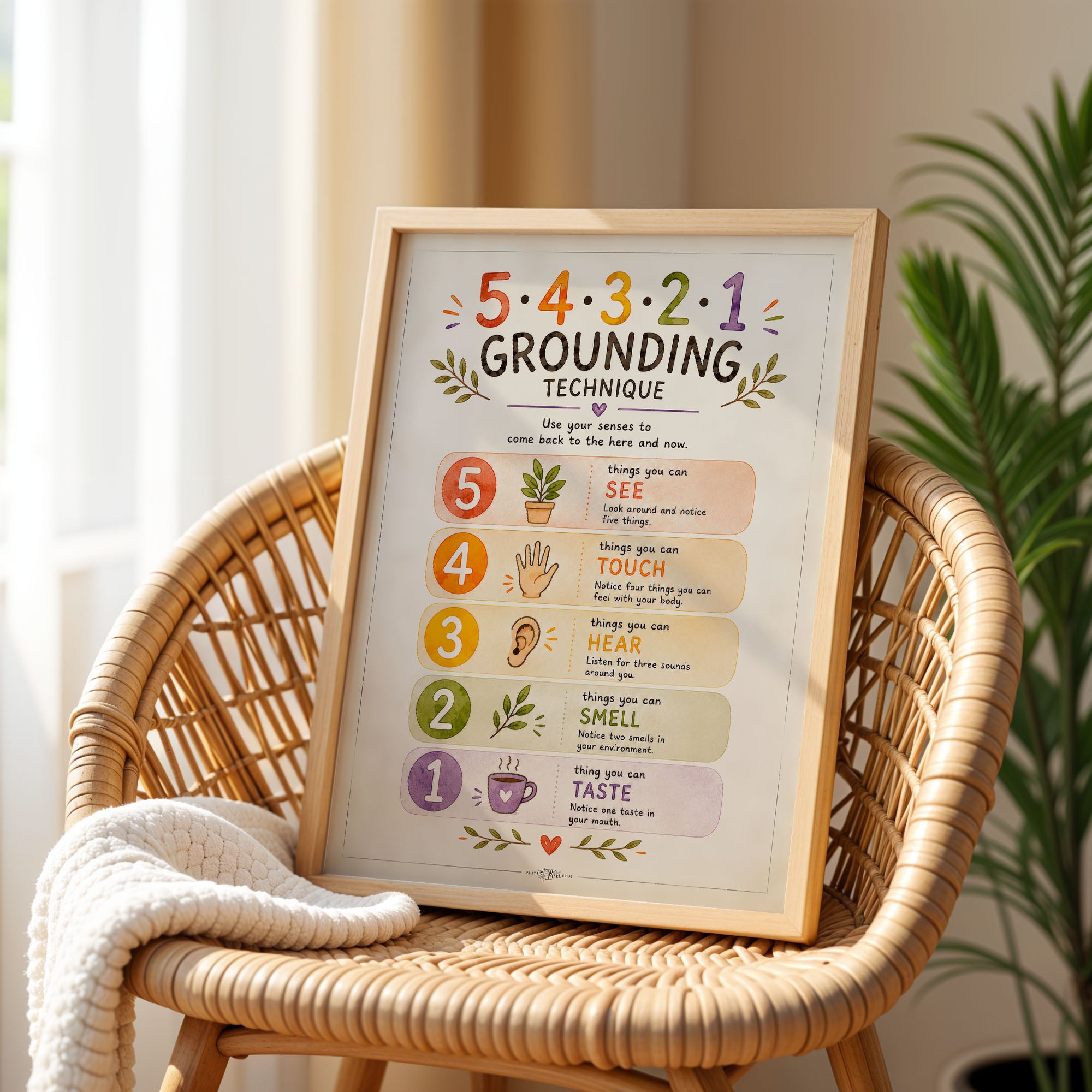 54321 Grounding Technique Poster Calm Corner Sensory Chart