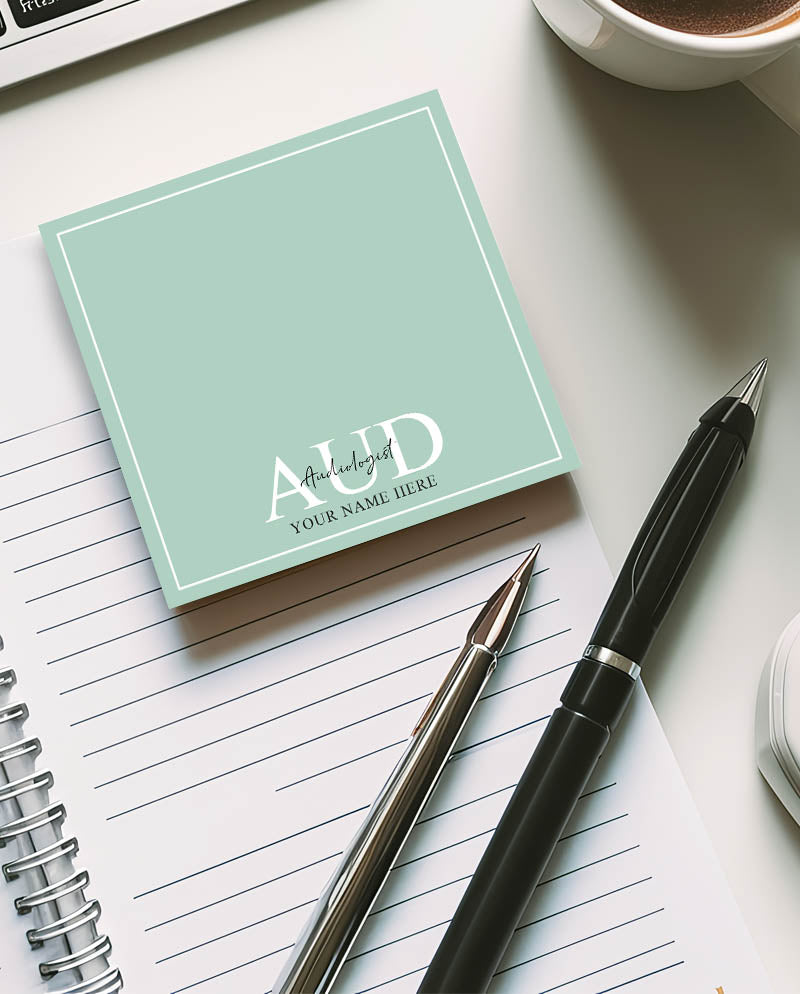Personalized AUD Sticky Note Pad For Audiologist - 50 Sheets