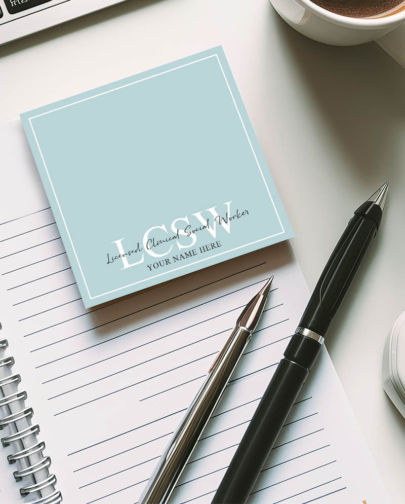 Personalized LCSW Sticky Note Pad For Licensed Clinical Social Worker - 50 Sheets