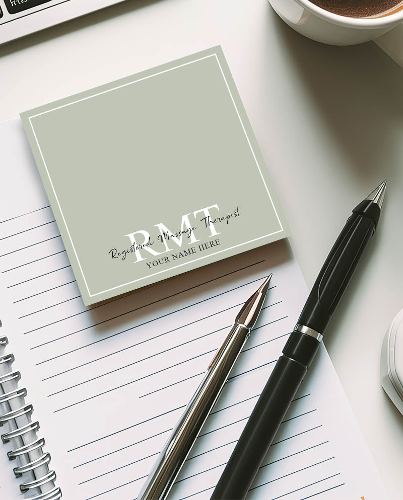 Personalized RMT Sticky Note Pad For Registered Massage Therapist - 50 Sheets