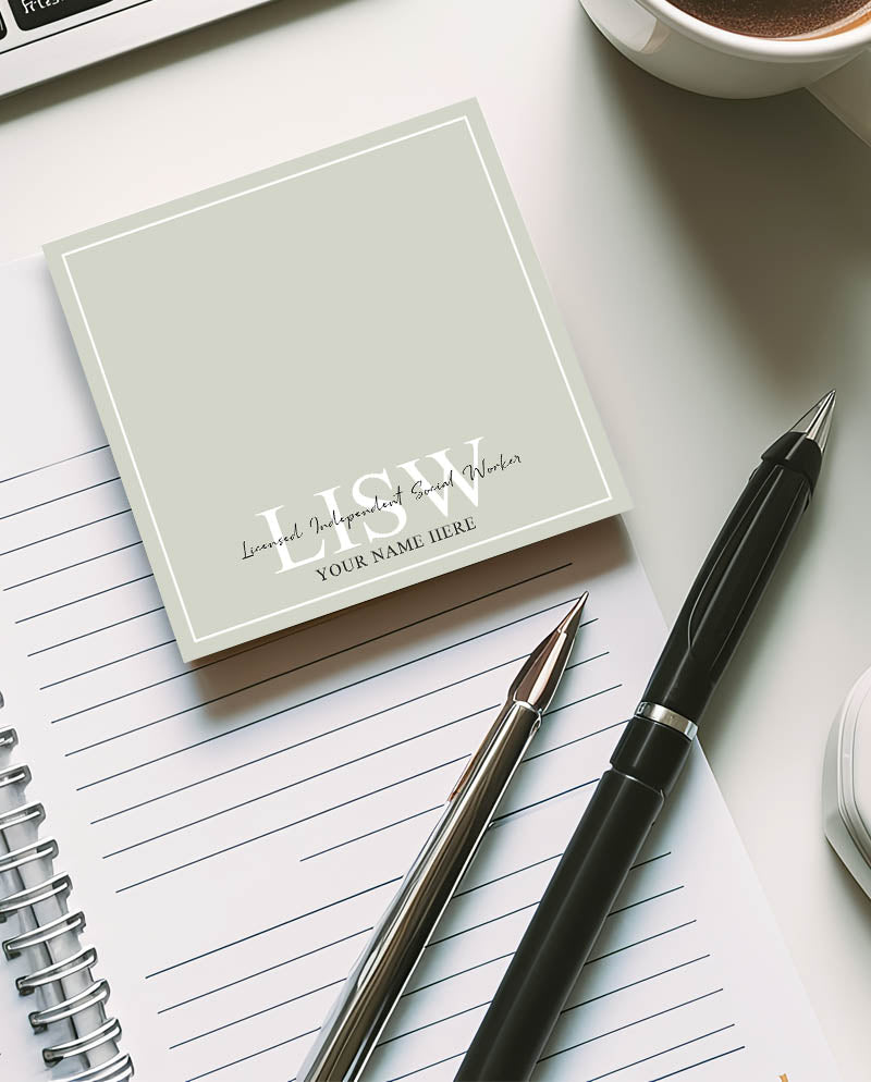 Personalized LISW Sticky Note Pad For Licensed Independent Social Worker - 50 Sheets