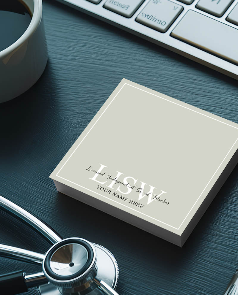 Personalized LISW Sticky Note Pad For Licensed Independent Social Worker - 50 Sheets