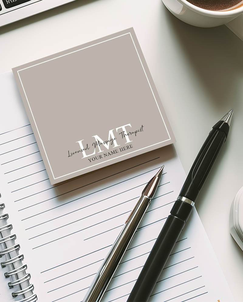 Personalized LMT Sticky Note Pad For Licensed Massage Therapist - 50 Sheets