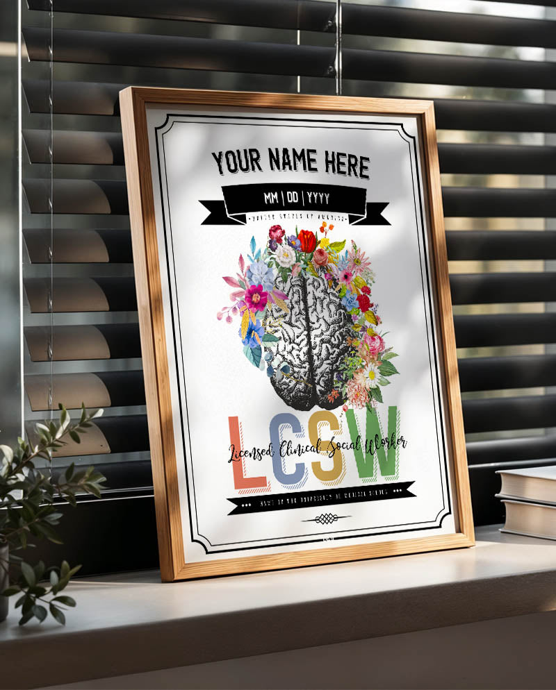 Floral Brain Social Worker Print