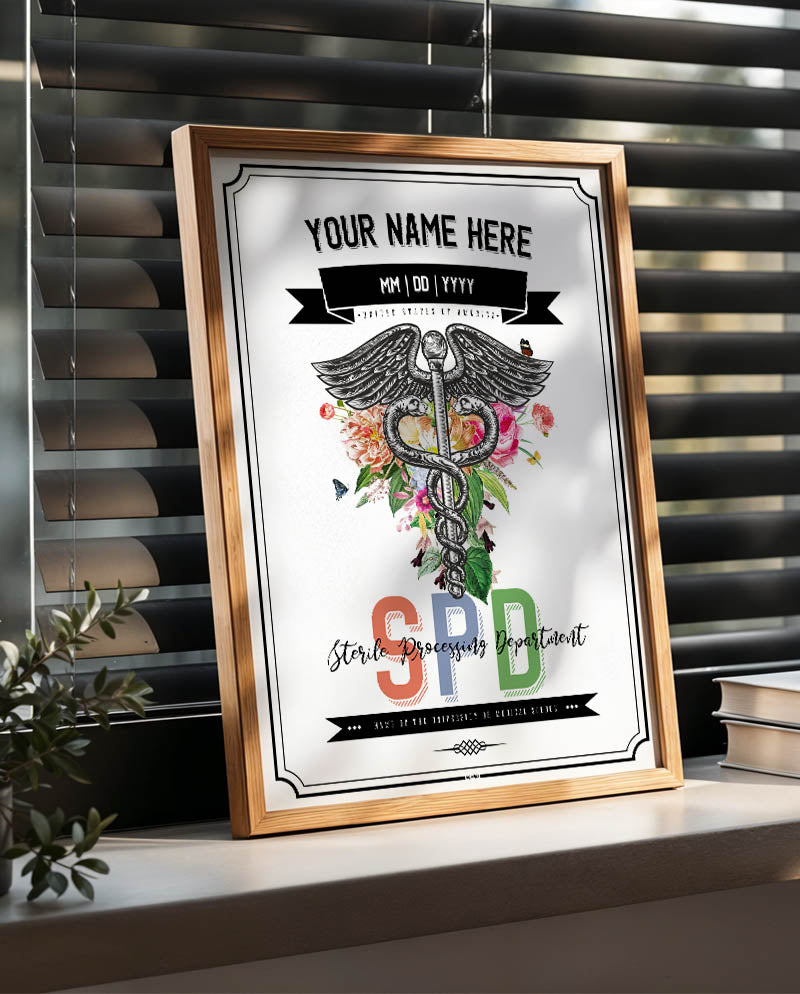 Floral Caduceus Healthcare Print