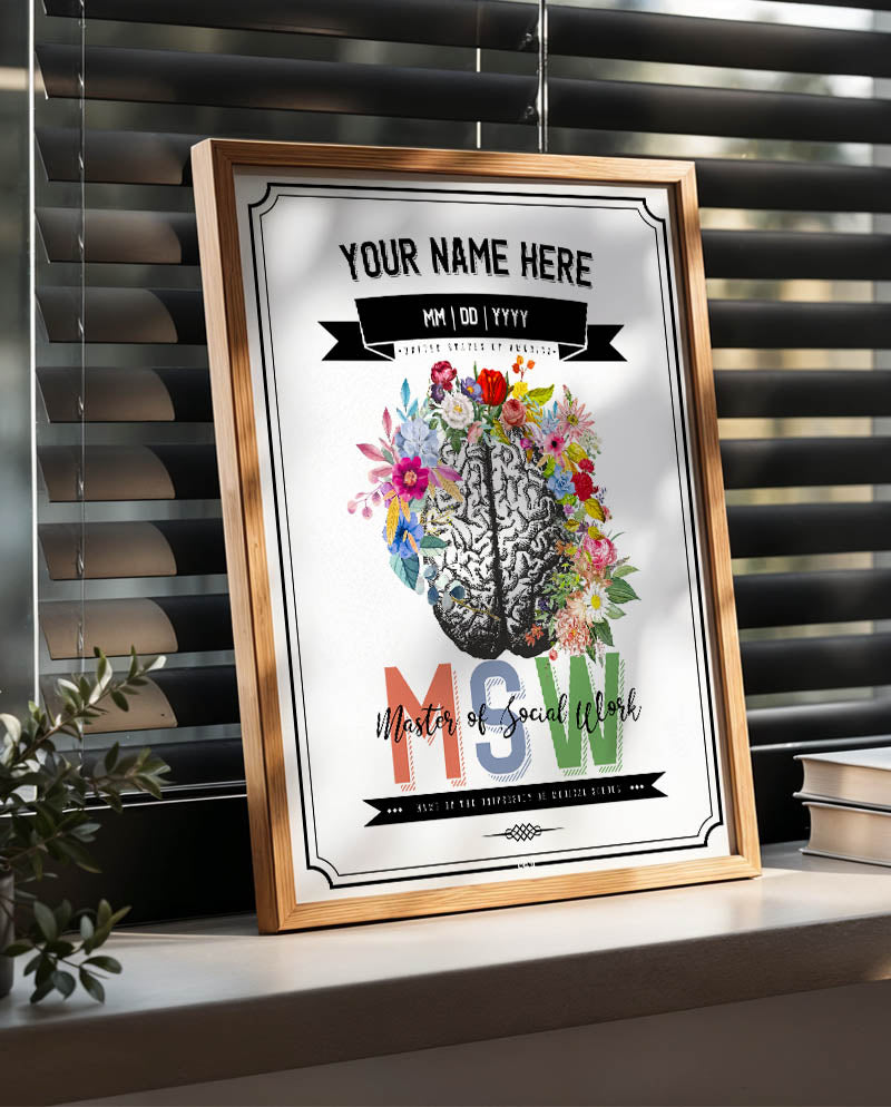 Floral Brain Social Worker Print