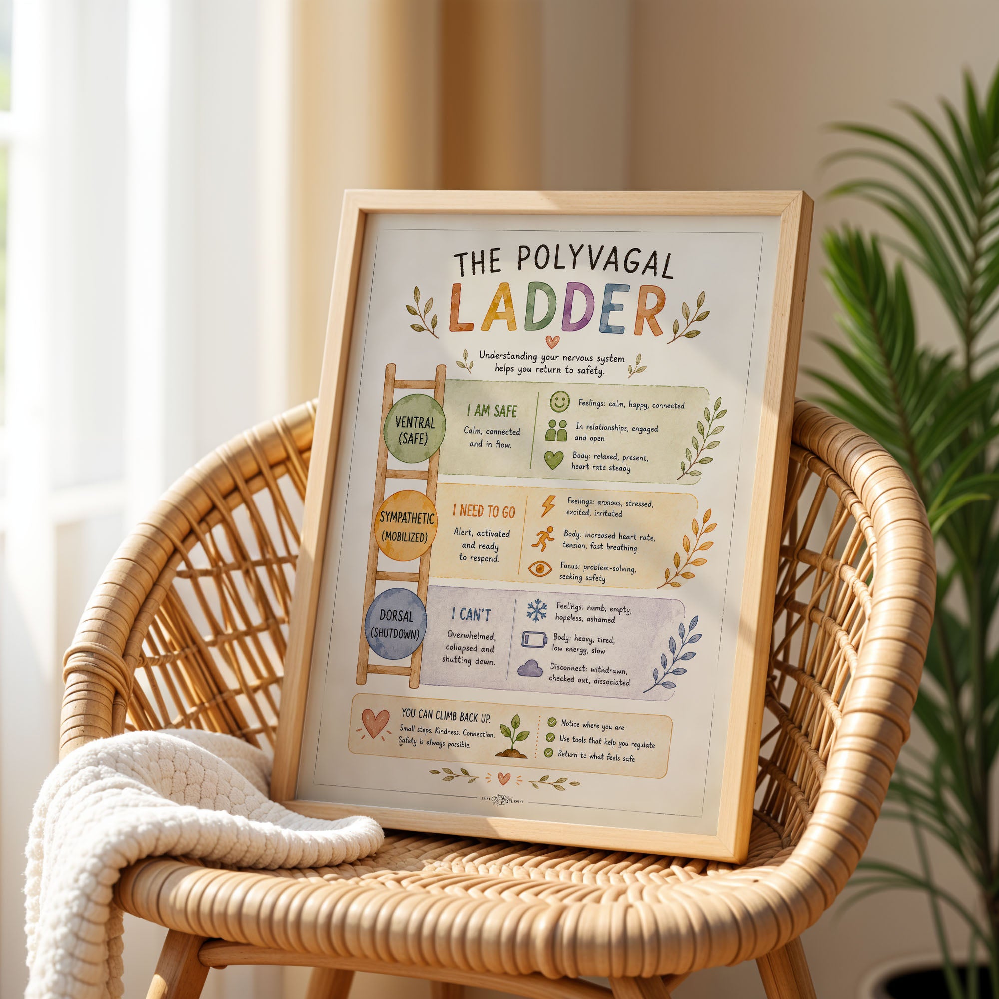 Polyvagal Ladder Poster Nervous System Regulation Chart