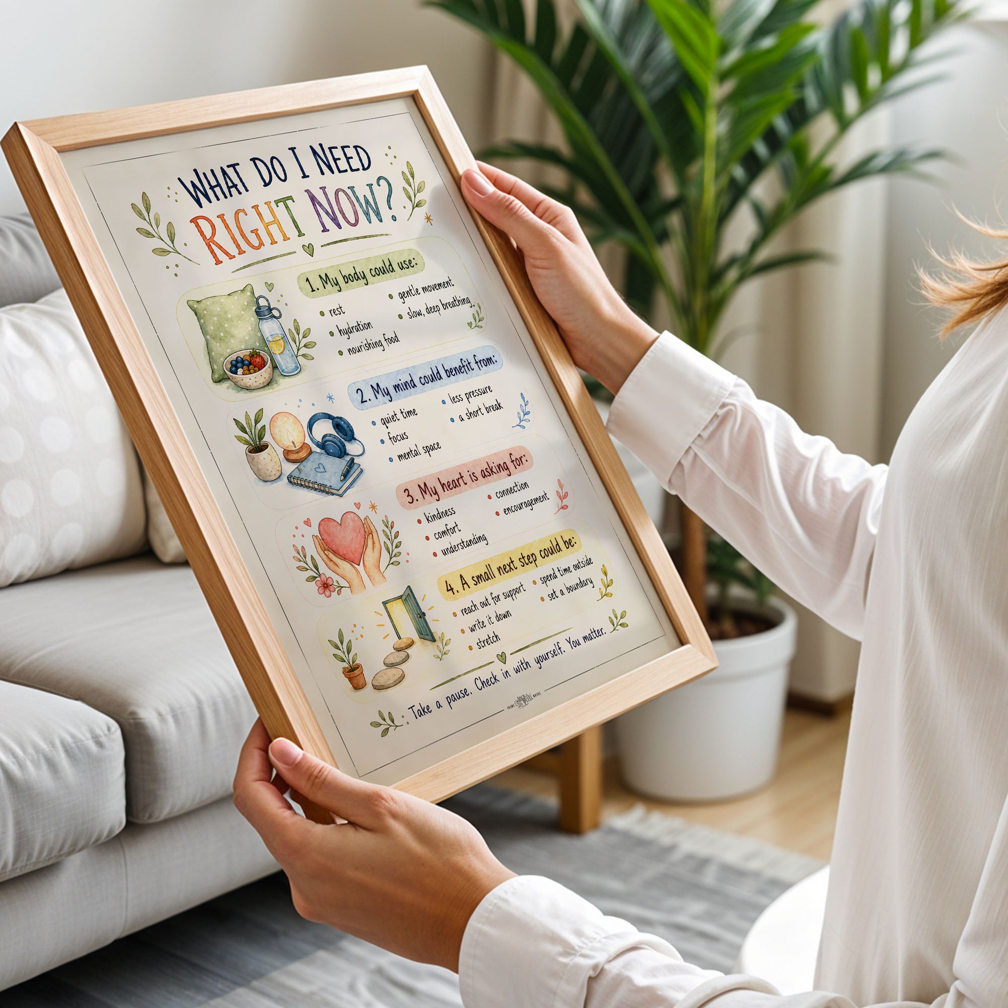 What Do I Need Right Now Poster Self Check In Chart