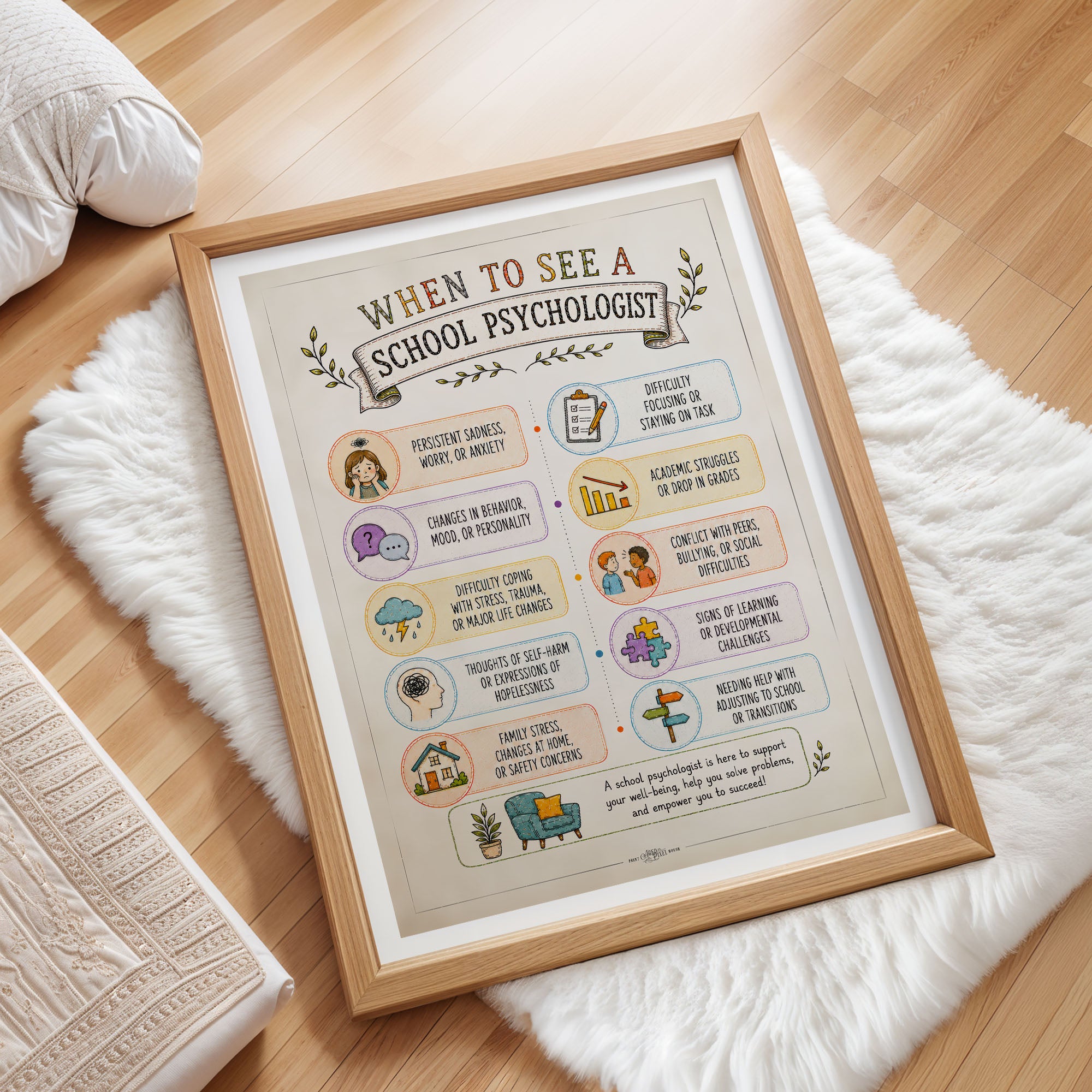 When to See a School Psychologist Poster Office Referral Chart