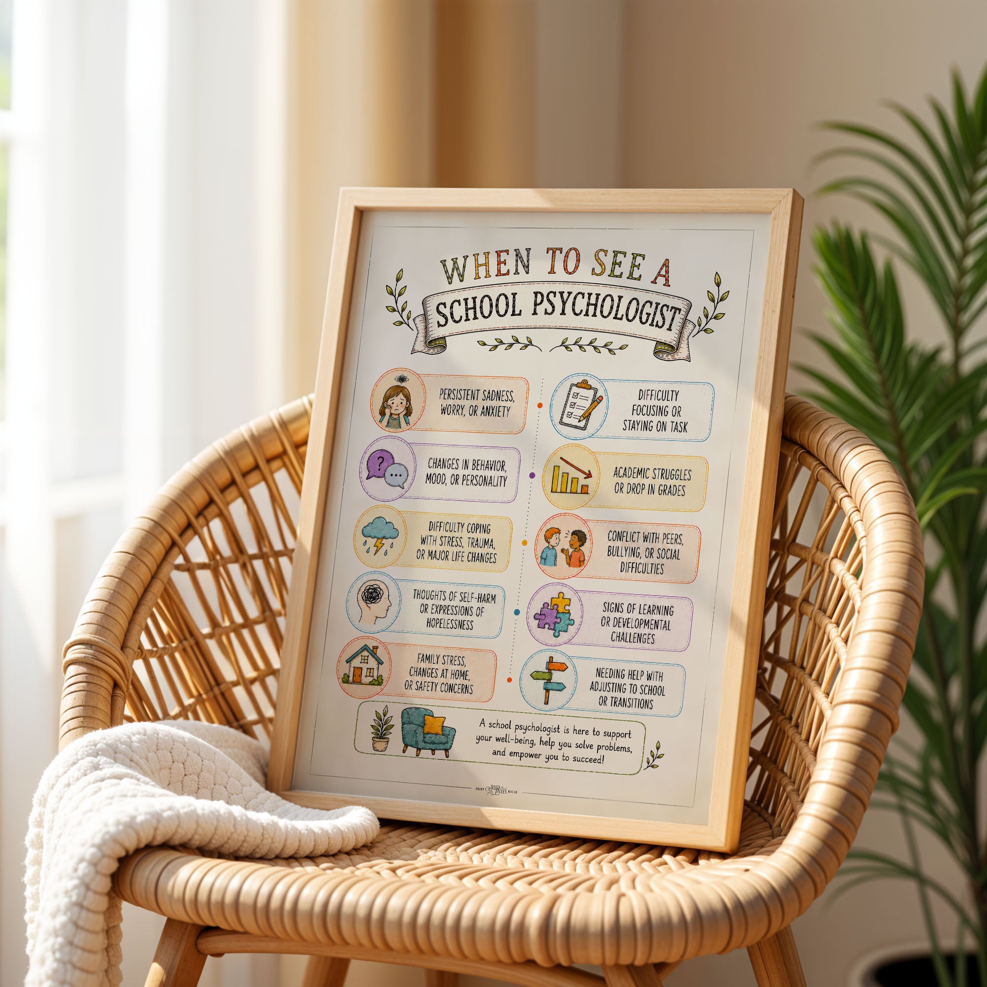 When to See a School Psychologist Poster Office Referral Chart