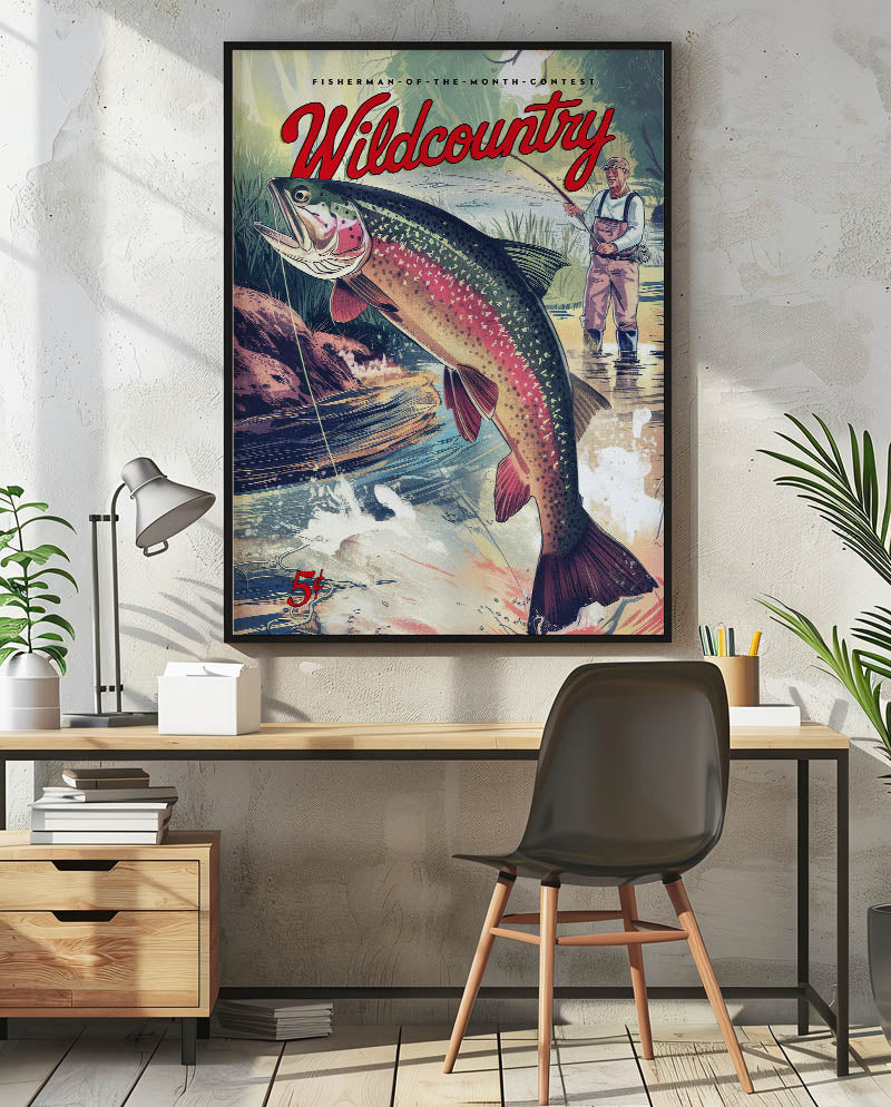 Retro Trout Fishing Print