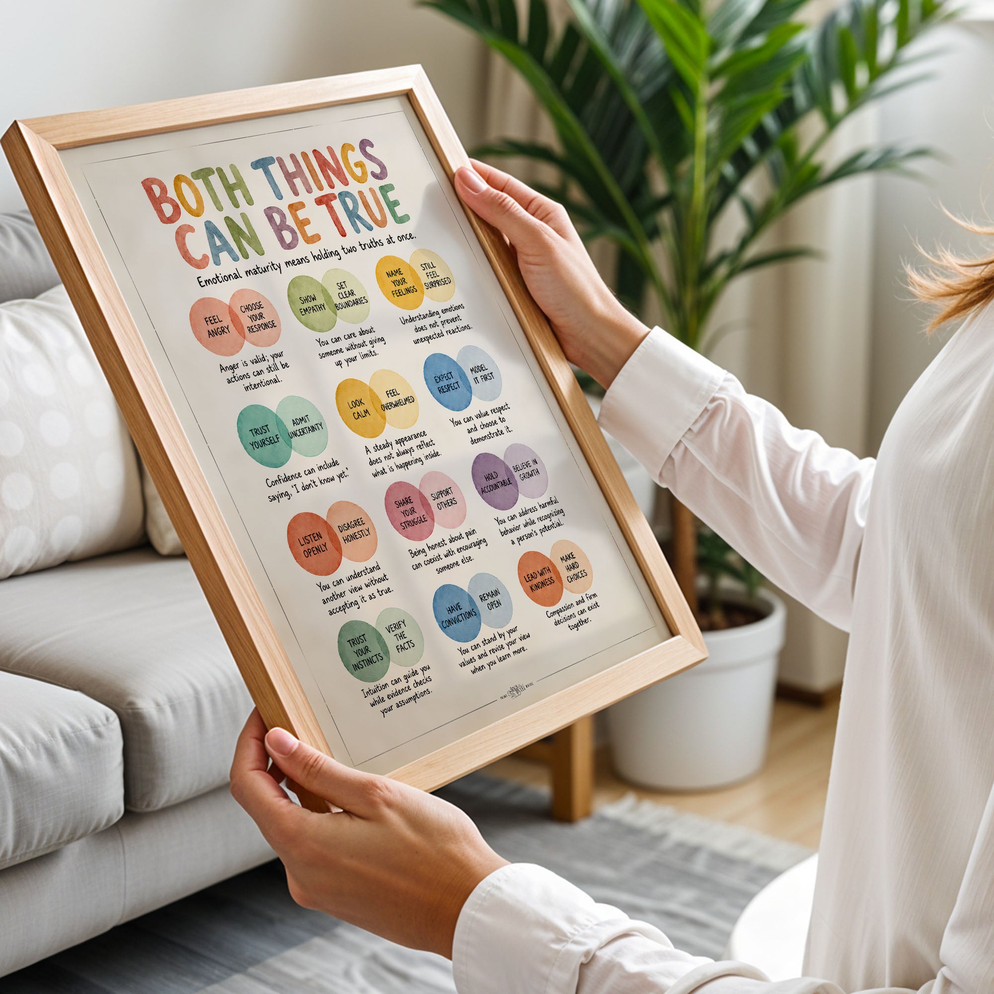 Both Things Can Be True Emotional Maturity Poster Therapy Office Decor