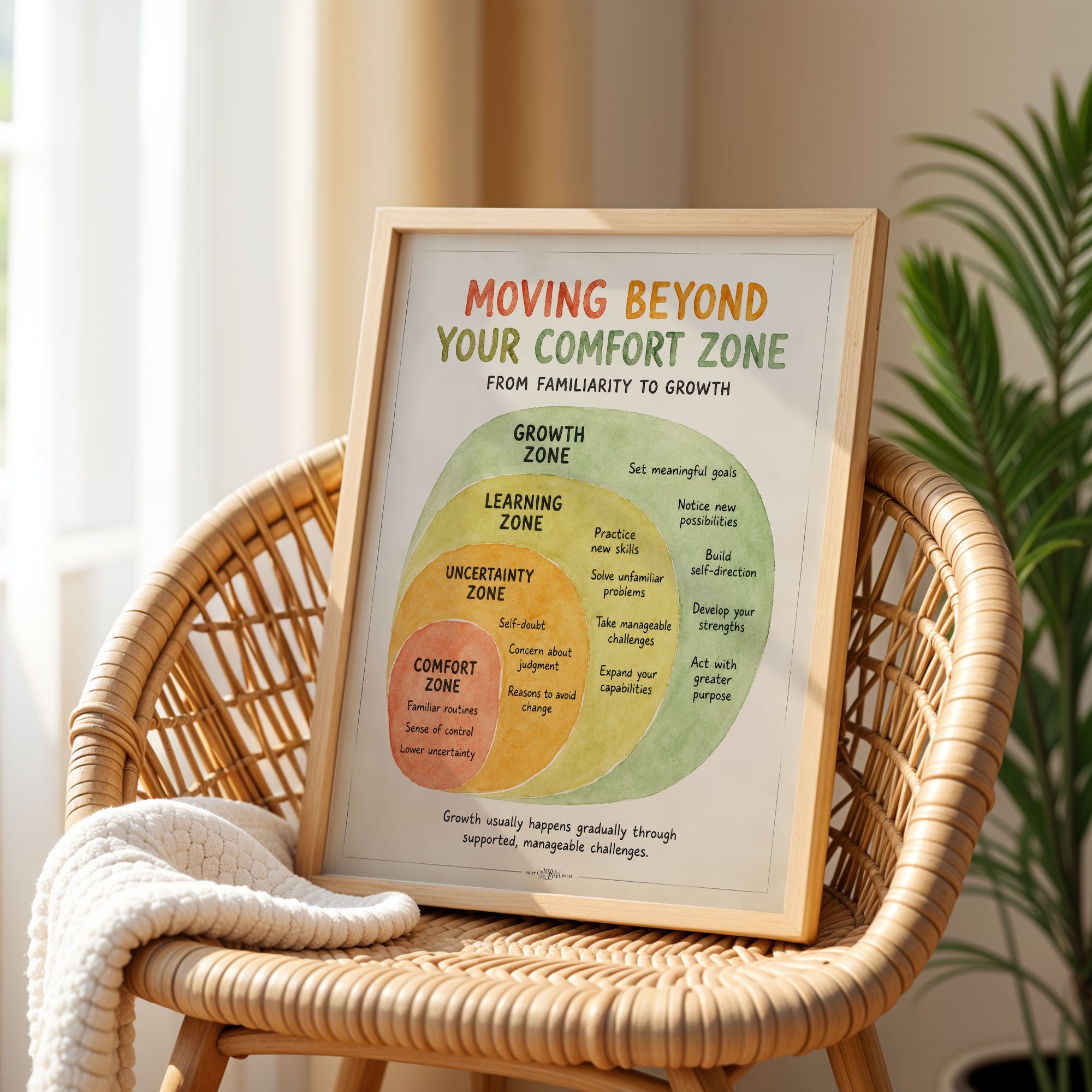 Moving Beyond Your Comfort Zone Poster Growth Mindset Classroom Chart