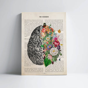 Brain Anatomy with Flowers Print