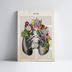 Lungs Anatomy with Flowers Print