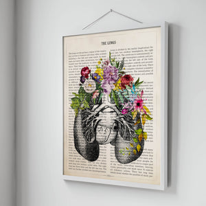 Lungs Anatomy with Flowers Print