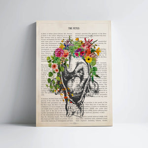 Fetus in Womb Anatomy With Flowers Print