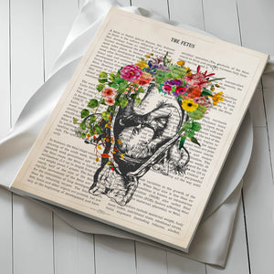 Fetus in Womb Anatomy With Flowers Print