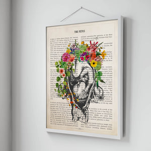 Fetus in Womb Anatomy With Flowers Print