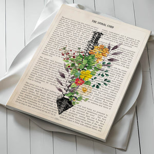 Spinal Cord Anatomy With Flowers Print