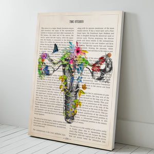 Uterus Anatomy with Flowers Print