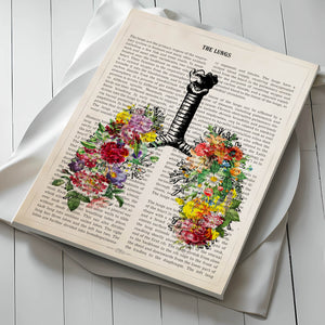 Lungs Anatomy With Flowers Print