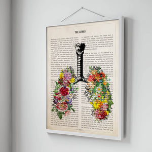 Lungs Anatomy With Flowers Print