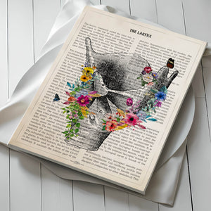 Larynx Anatomy With Flowers Print