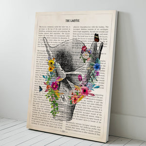 Larynx Anatomy With Flowers Print