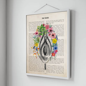 Vagina Anatomy With Flowers Print