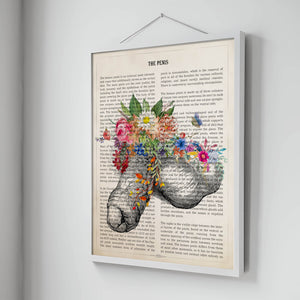 Penis Anatomy With Flowers Print