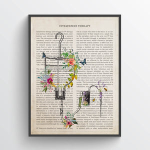 IV Bag with Flowers Print