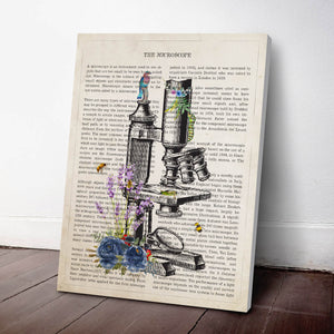 Microscope with Flowers Print