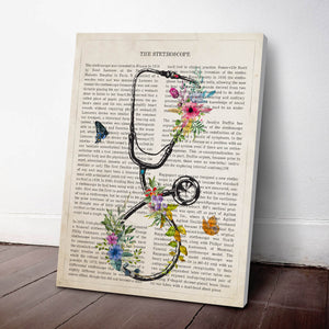 Stethoscope with Flowers Print