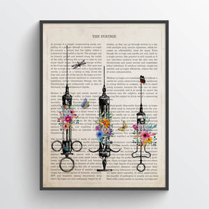 Syringes with Flowers Print
