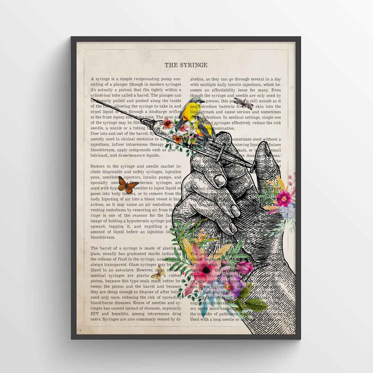 Syringe with Flowers Print