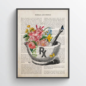 Mortar and Pestle Flower Print